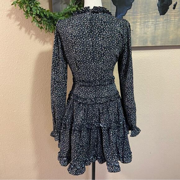 NWOT Lulus Admire You Black Floral Print Ruffled Long Sleeve Mini Dress - Picture 4 of 13